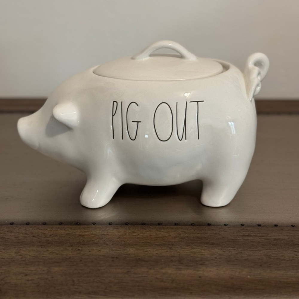 Rae Dunn farm line collection PIG OUT ceramic pig shaped canister  - Brand New!